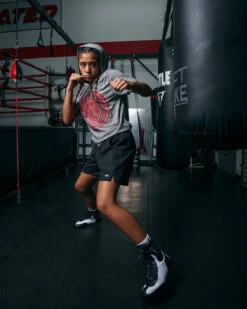 TITLE Boxing Women's Vintage Short Sleeve Hooded Tee -Nike Sales Shop TBWTS213GR 2