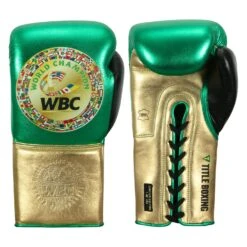 WBC By TITLE Boxing Green Belt Sparring Gloves -Nike Sales Shop wgbsg gn gd bk 1 1
